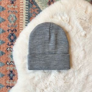 Grey knit beanie fold over basic hat OSFM new without tags unisex ships daily!